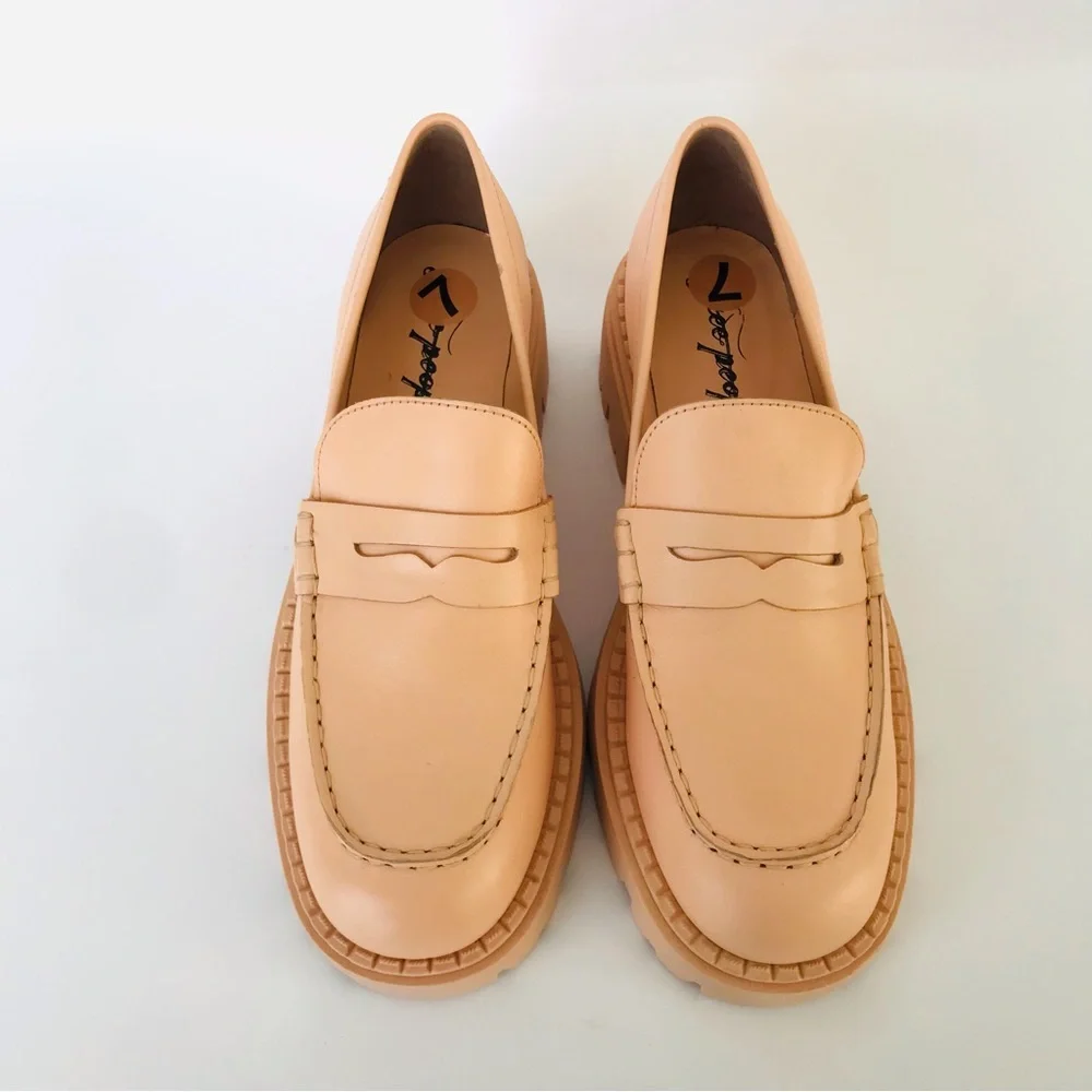 Free People Lyra Lug Sole Loafer Shoes in Cantaloupe - Picture 5 of 11